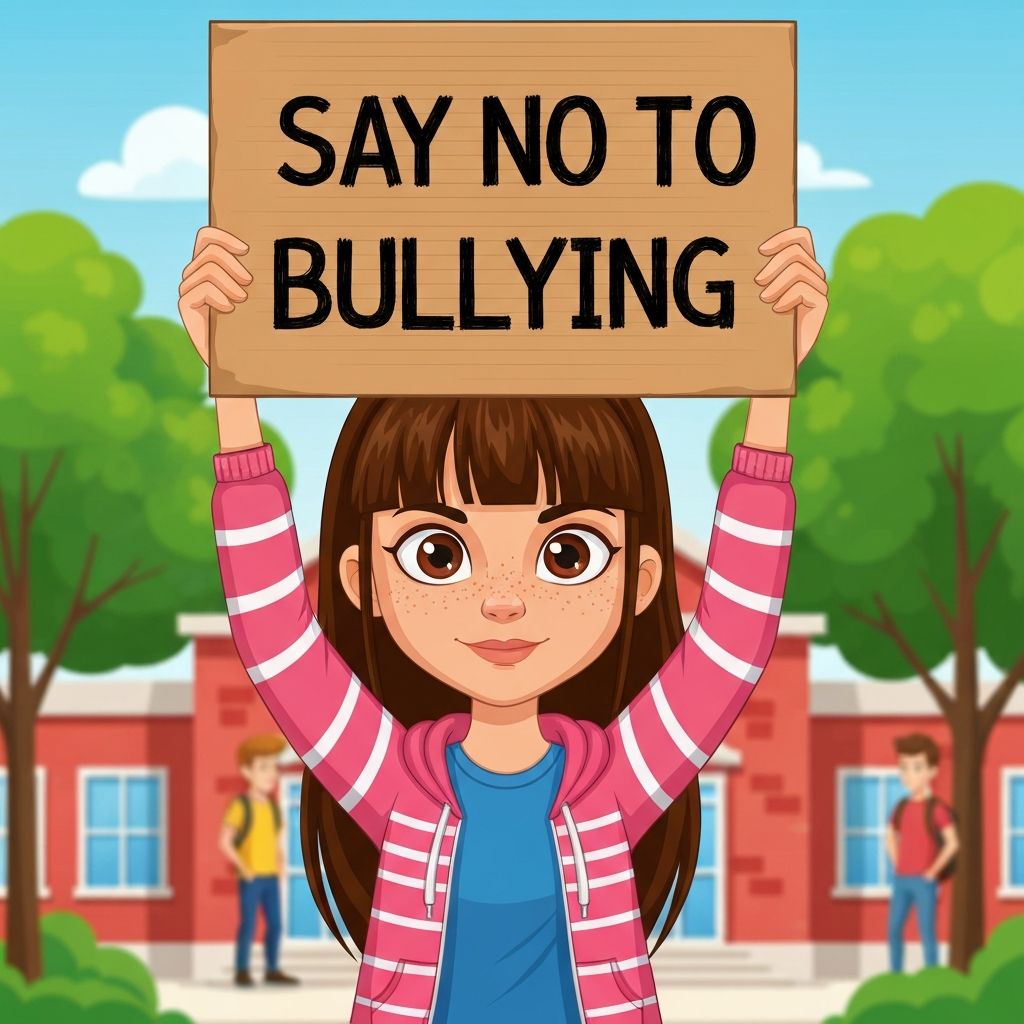 Say No To Bullying - Girl holding sign